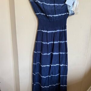 Athleta Blue One Shoulder Dolman Sleeve Sundress